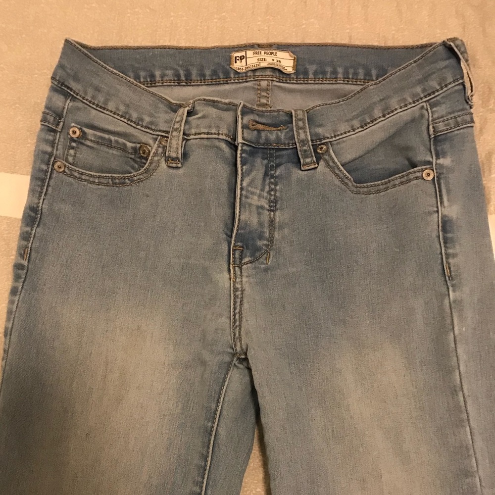 Free People light wash wide leg jeans